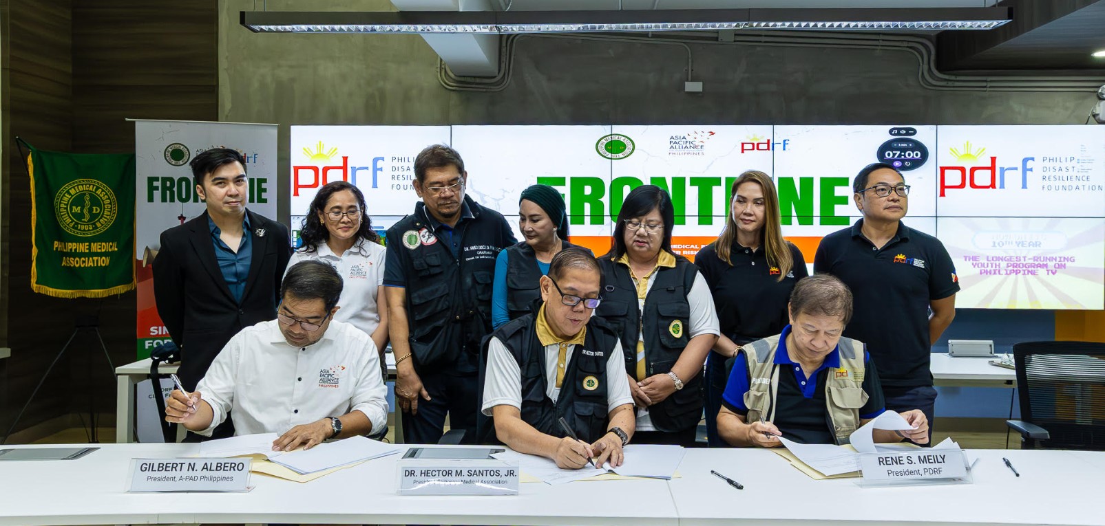 ceremonial signing of a Memorandum of Understanding (MOU) between PMA, A-PAD PH, and PDRF