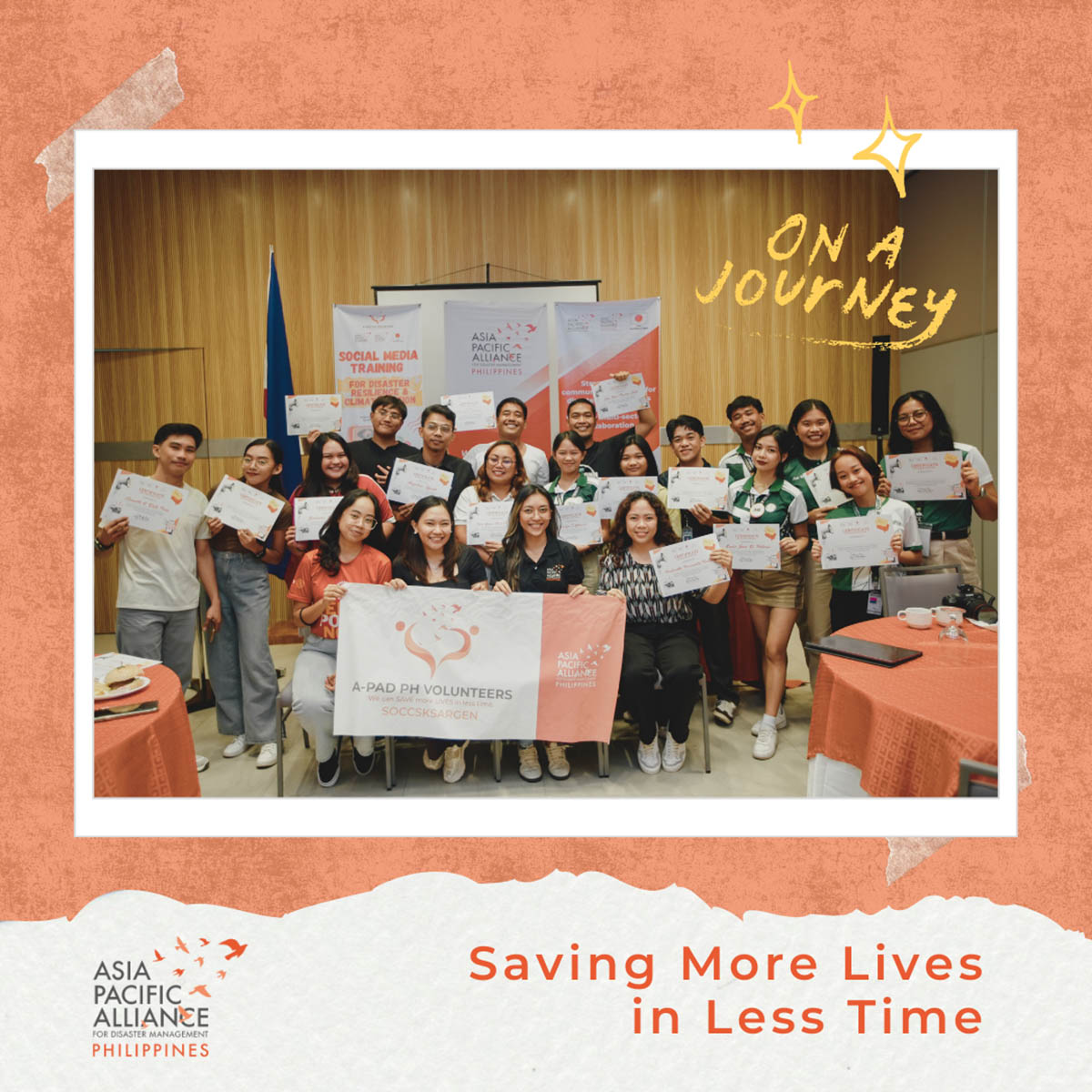 A-PAD PH trained over 60 Human Resource Network volunteers across General Santos, Legazpi, and Cebu on using social media for disaster preparedness and climate advocacy—equipping youth, educators, and community leaders to combat misinformation and amplify local resilience through digital storytelling