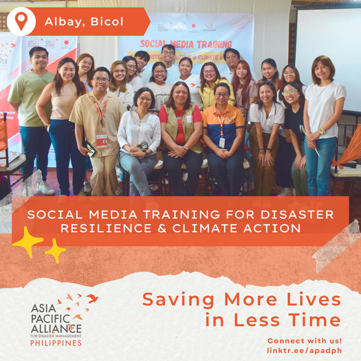 A-PAD PH trained over 60 Human Resource Network volunteers across General Santos, Legazpi, and Cebu on using social media for disaster preparedness and climate advocacy—equipping youth, educators, and community leaders to combat misinformation and amplify local resilience through digital storytelling